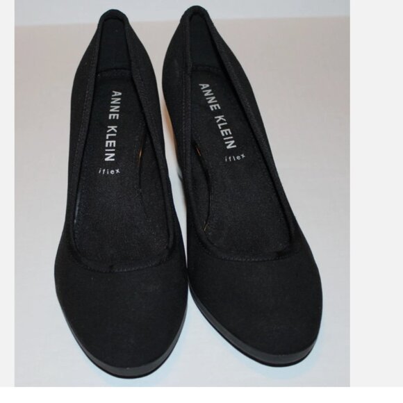 Anne Klein Black Pumps iFlex Shoes 10 M Fabric Coated Comfort Heels NWOB - Picture 1 of 7